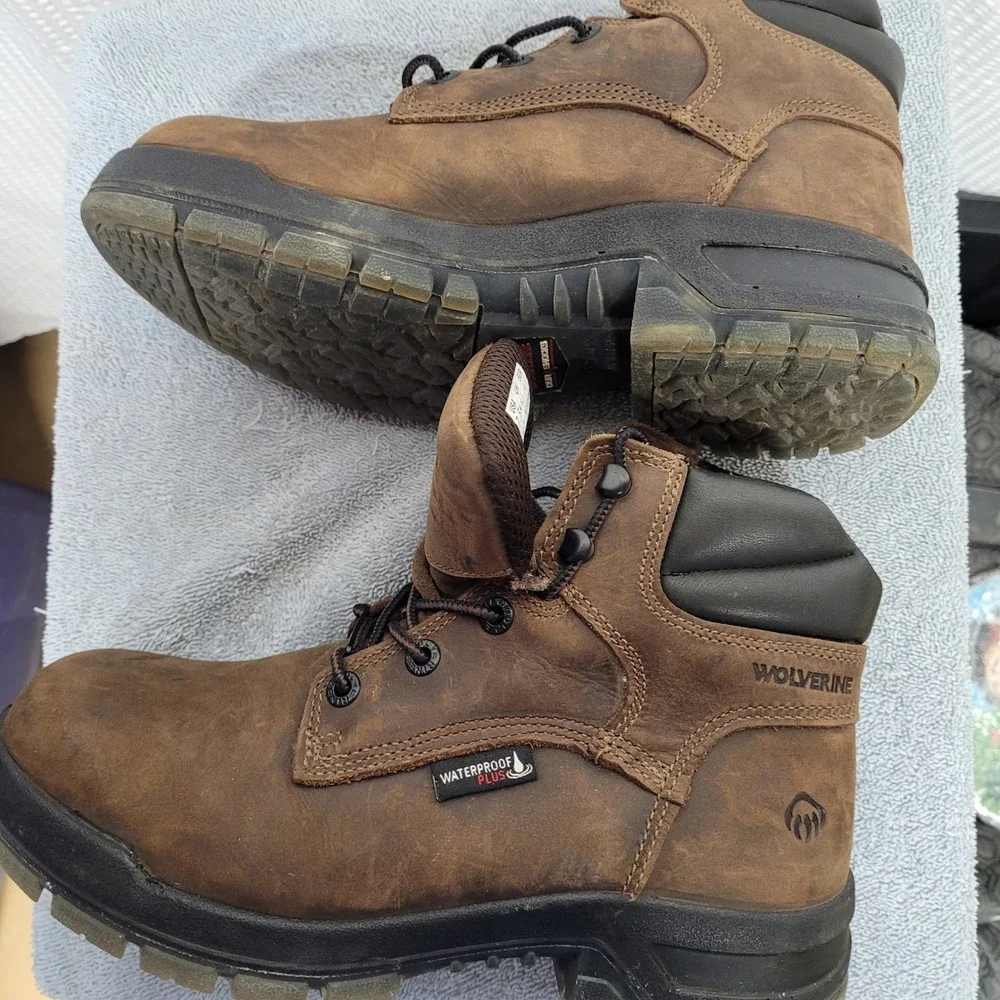Wolverine USA Built Waterproof Work‎ Boots Brown Leather EH Rated Mens 7.5W